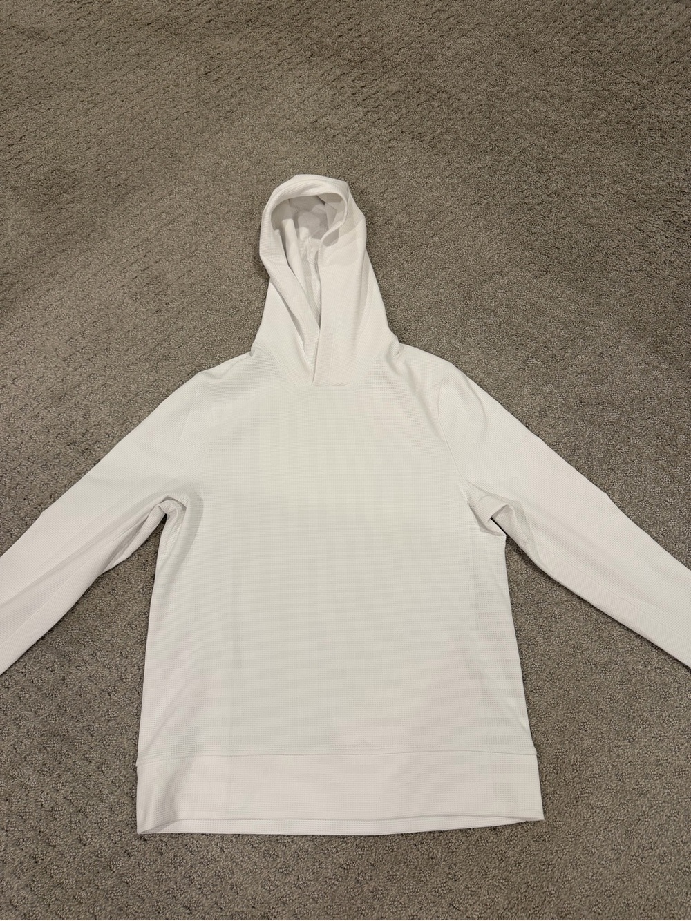 Lululemon Men's White Hooded Pullover Waffle Knit Size S
